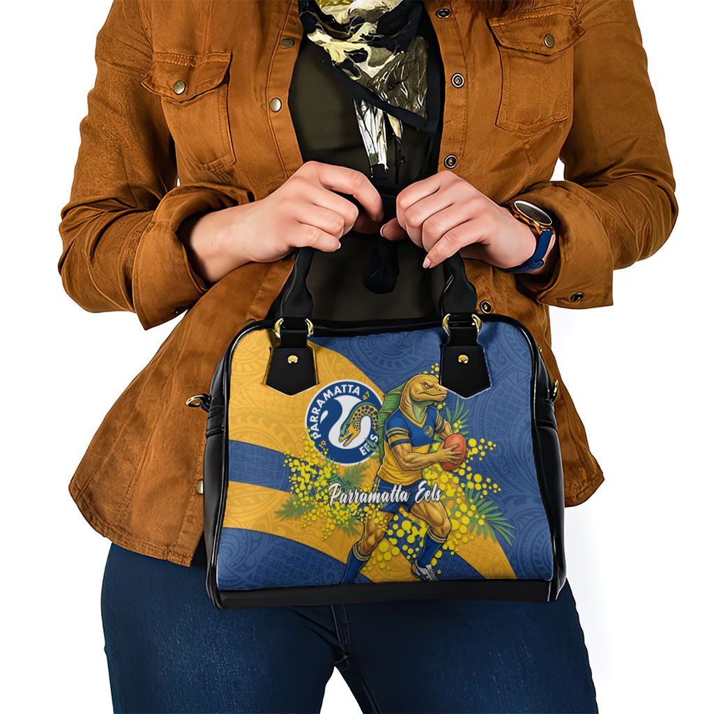 Parramatta Eels Shoulder Handbag Golden Wattle Floral Polynesian - Australian Flower - Rugby Mascot