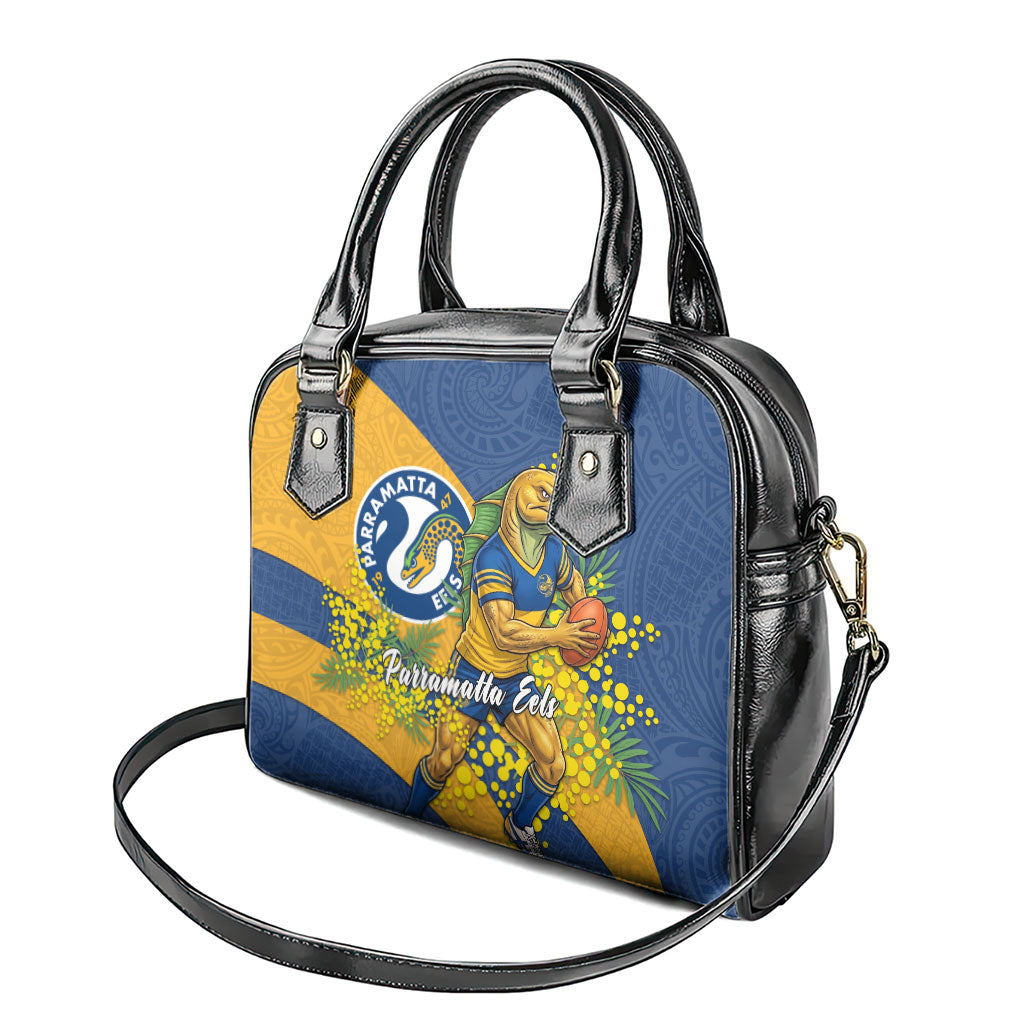 Parramatta Eels Shoulder Handbag Golden Wattle Floral Polynesian - Australian Flower - Rugby Mascot