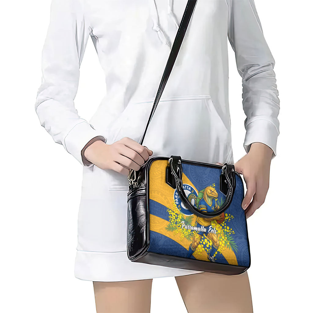 Parramatta Eels Shoulder Handbag Golden Wattle Floral Polynesian - Australian Flower - Rugby Mascot