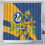 Parramatta Eels Shower Curtain Golden Wattle Floral Polynesian - Australian Flower - Rugby Mascot
