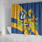 Parramatta Eels Shower Curtain Golden Wattle Floral Polynesian - Australian Flower - Rugby Mascot