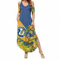 Parramatta Eels Summer Maxi Dress Golden Wattle Floral Polynesian - Australian Flower - Rugby Mascot