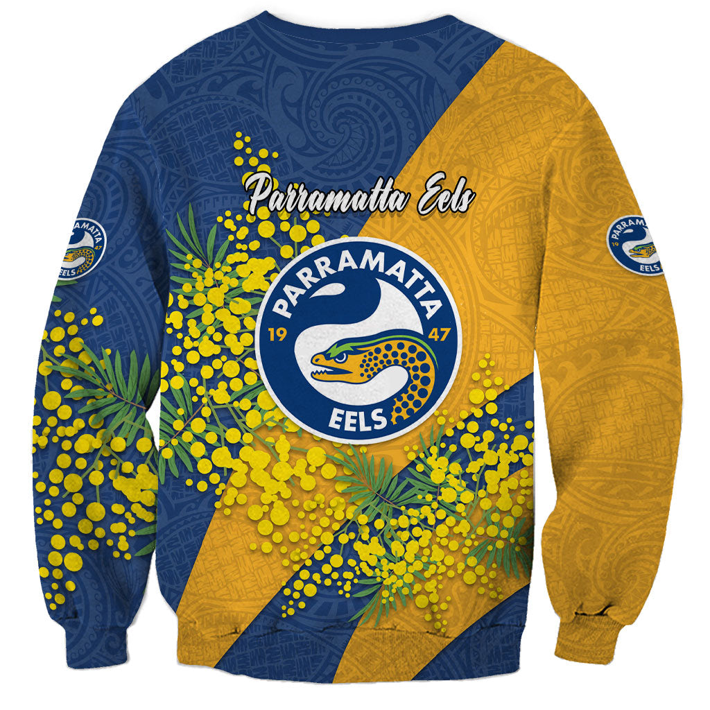 Parramatta Eels Sweatshirt Golden Wattle Floral Polynesian - Australian Flower - Rugby Mascot