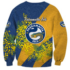 Parramatta Eels Sweatshirt Golden Wattle Floral Polynesian - Australian Flower - Rugby Mascot