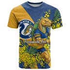 Parramatta Eels T Shirt Golden Wattle Floral Polynesian - Australian Flower - Rugby Mascot