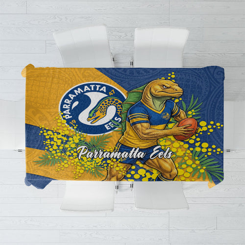 Parramatta Eels Tablecloth Golden Wattle Floral Polynesian - Australian Flower - Rugby Mascot