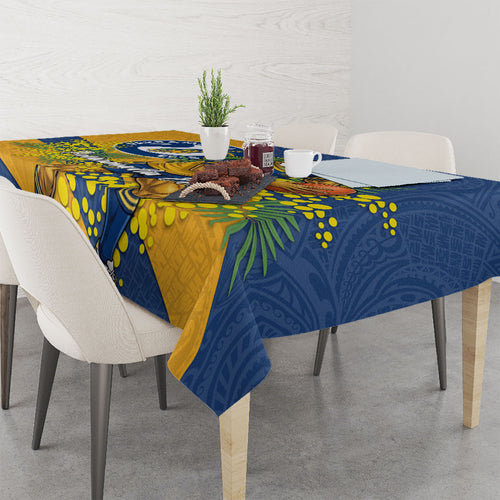 Parramatta Eels Tablecloth Golden Wattle Floral Polynesian - Australian Flower - Rugby Mascot