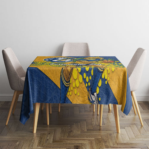 Parramatta Eels Tablecloth Golden Wattle Floral Polynesian - Australian Flower - Rugby Mascot