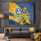 Parramatta Eels Tapestry Golden Wattle Floral Polynesian - Australian Flower - Rugby Mascot