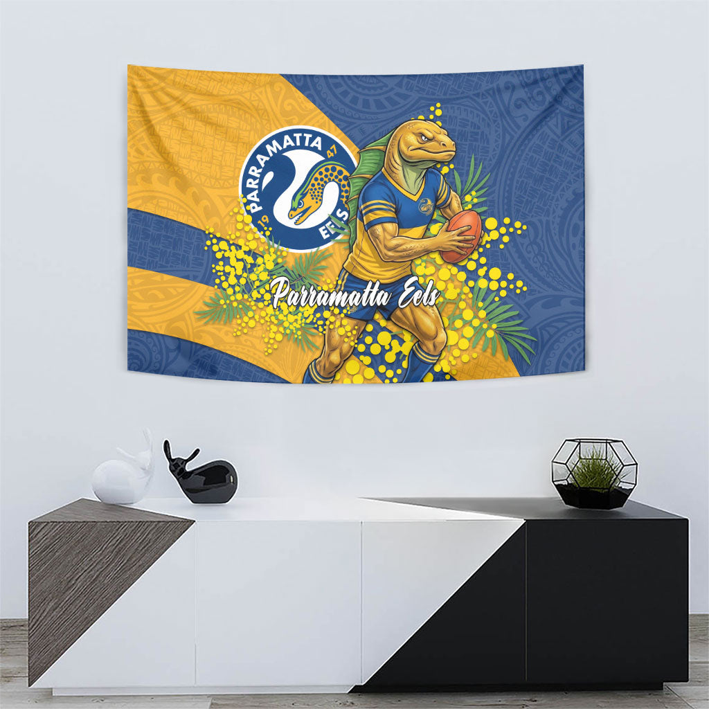 Parramatta Eels Tapestry Golden Wattle Floral Polynesian - Australian Flower - Rugby Mascot