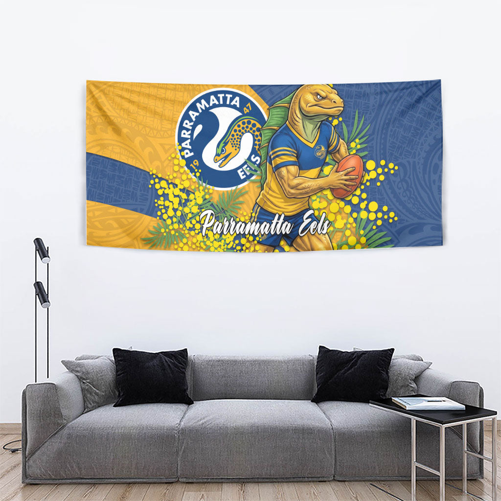Parramatta Eels Tapestry Golden Wattle Floral Polynesian - Australian Flower - Rugby Mascot