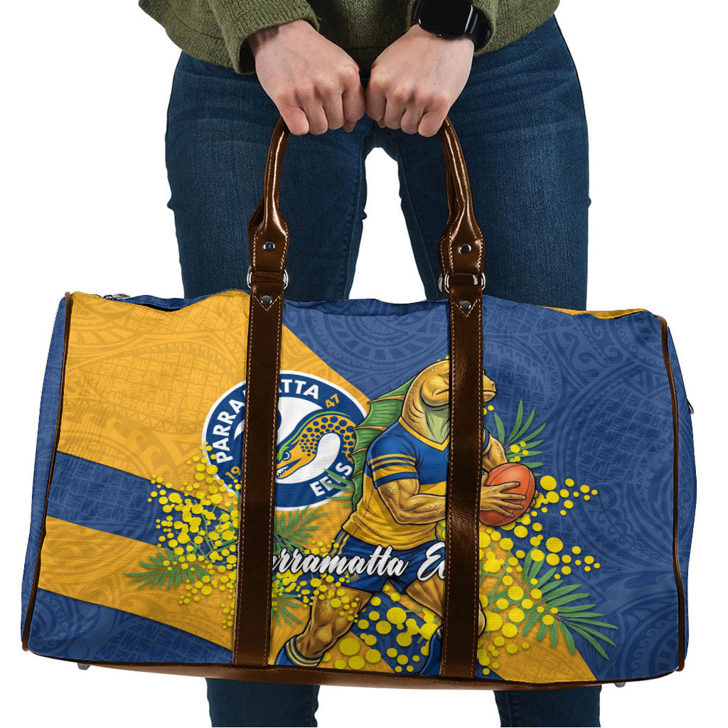 Parramatta Eels Travel Bag Golden Wattle Floral Polynesian - Australian Flower - Rugby Mascot
