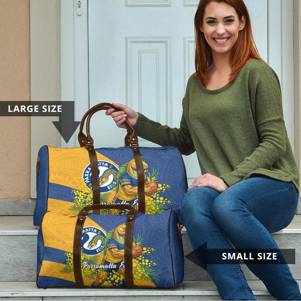 Parramatta Eels Travel Bag Golden Wattle Floral Polynesian - Australian Flower - Rugby Mascot