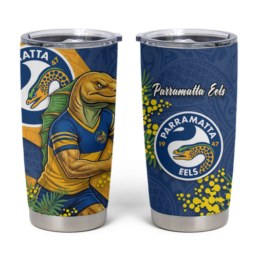 Parramatta Eels Tumbler Cup Golden Wattle Floral Polynesian - Australian Flower - Rugby Mascot