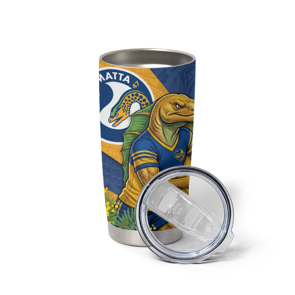 Parramatta Eels Tumbler Cup Golden Wattle Floral Polynesian - Australian Flower - Rugby Mascot