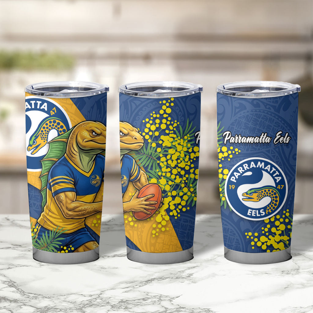 Parramatta Eels Tumbler Cup Golden Wattle Floral Polynesian - Australian Flower - Rugby Mascot