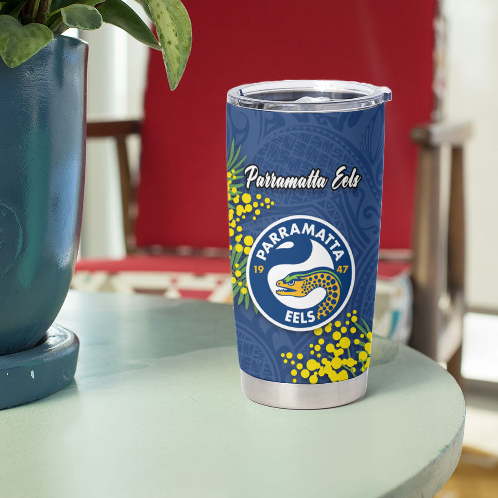 Parramatta Eels Tumbler Cup Golden Wattle Floral Polynesian - Australian Flower - Rugby Mascot