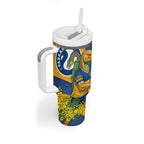 Parramatta Eels Tumbler With Handle Golden Wattle Floral Polynesian - Australian Flower - Rugby Mascot