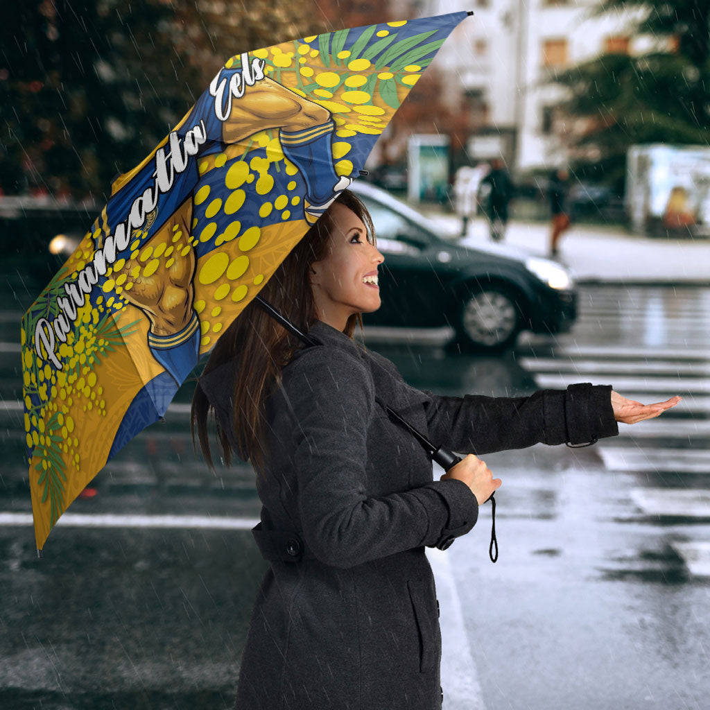 Parramatta Eels Umbrella Golden Wattle Floral Polynesian - Australian Flower - Rugby Mascot