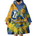 Parramatta Eels Wearable Blanket Hoodie Golden Wattle Floral Polynesian - Australian Flower - Rugby Mascot