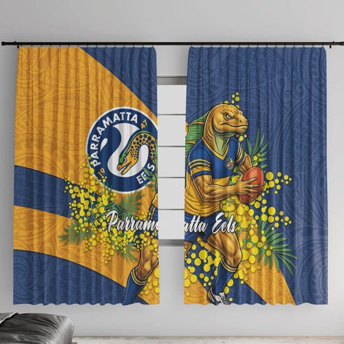 Parramatta Eels Window Curtain Golden Wattle Floral Polynesian - Australian Flower - Rugby Mascot