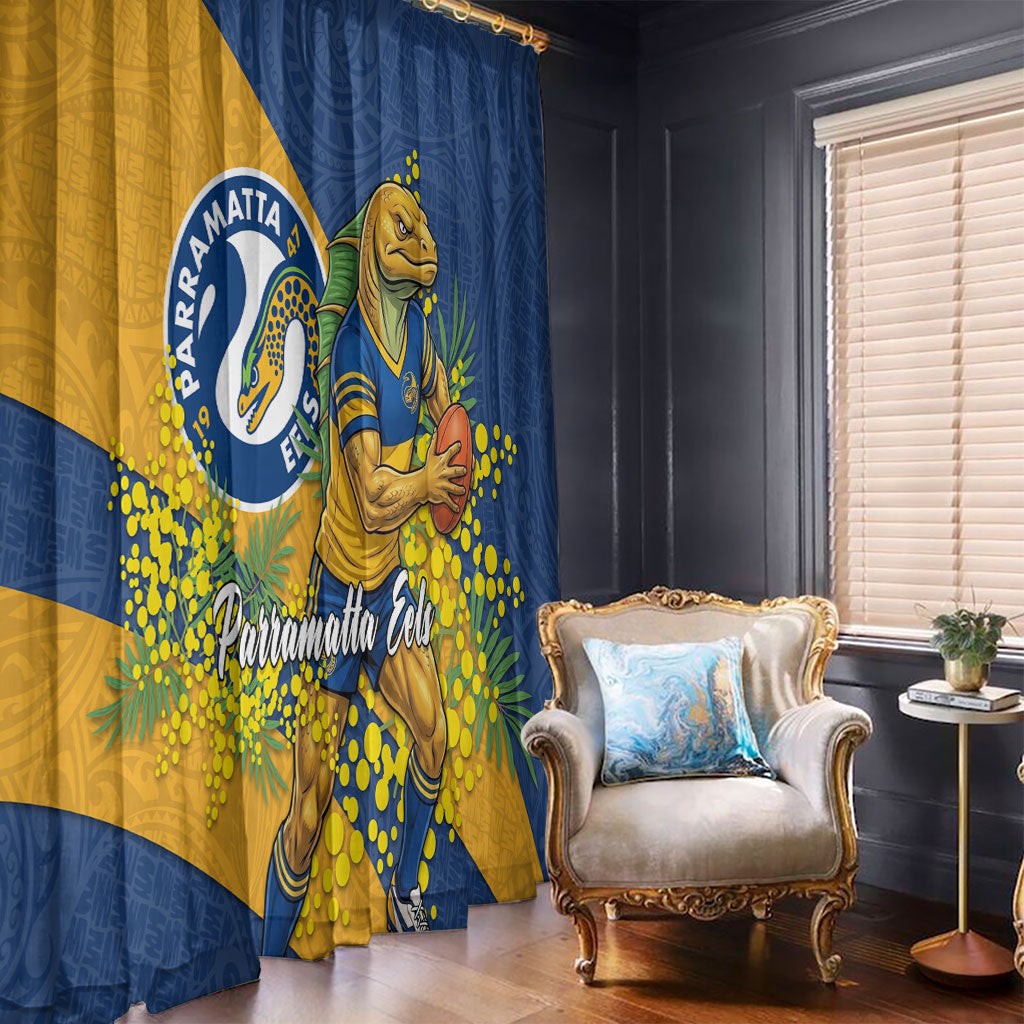Parramatta Eels Window Curtain Golden Wattle Floral Polynesian - Australian Flower - Rugby Mascot