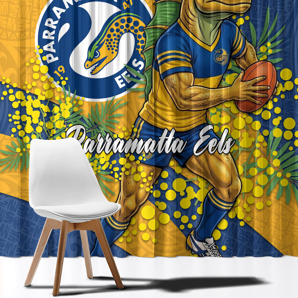 Parramatta Eels Window Curtain Golden Wattle Floral Polynesian - Australian Flower - Rugby Mascot