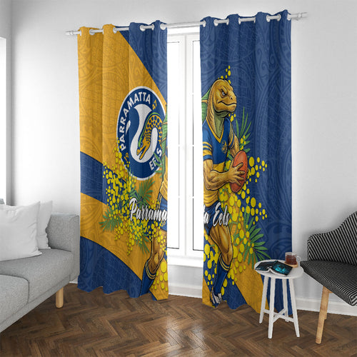 Parramatta Eels Window Curtain Golden Wattle Floral Polynesian - Australian Flower - Rugby Mascot