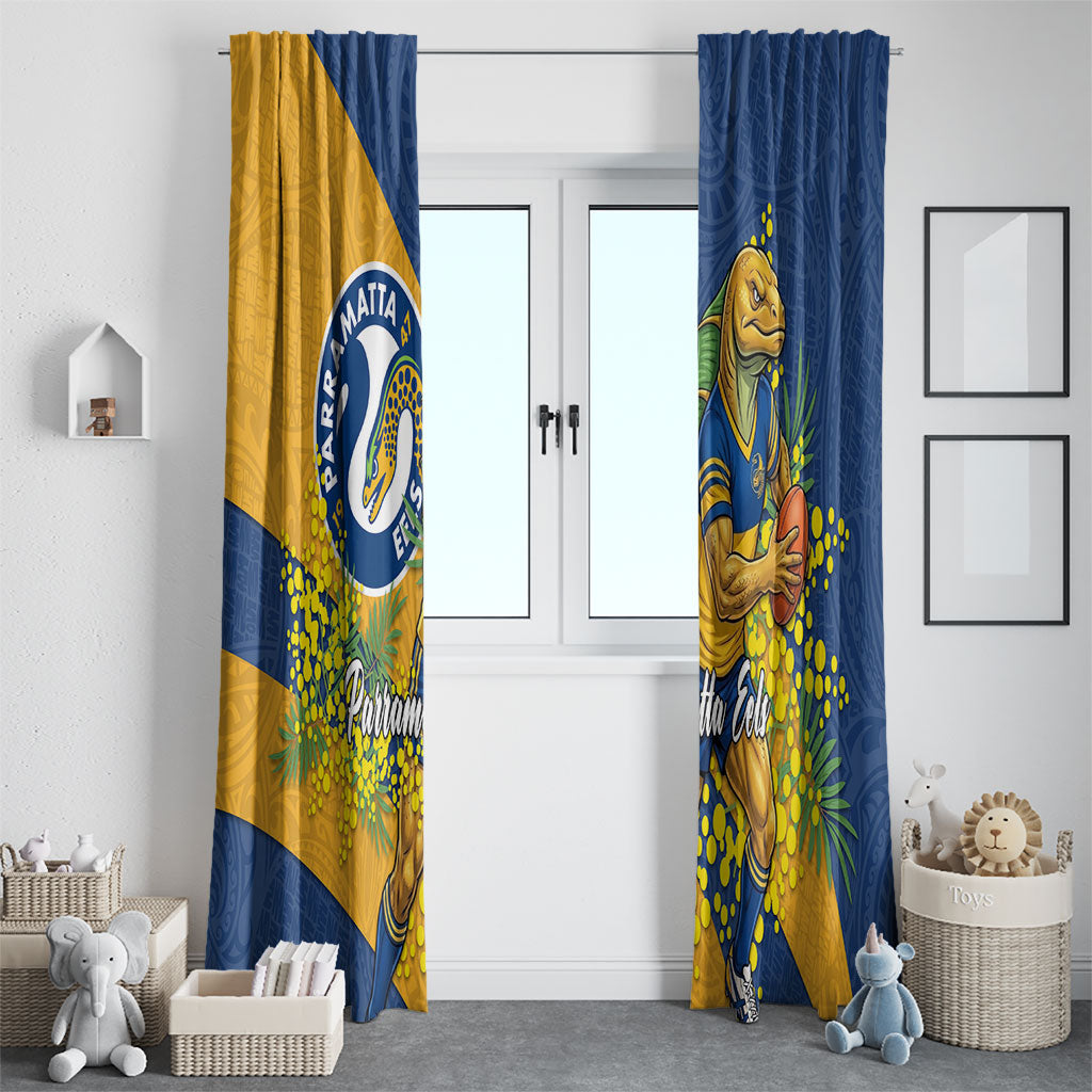 Parramatta Eels Window Curtain Golden Wattle Floral Polynesian - Australian Flower - Rugby Mascot