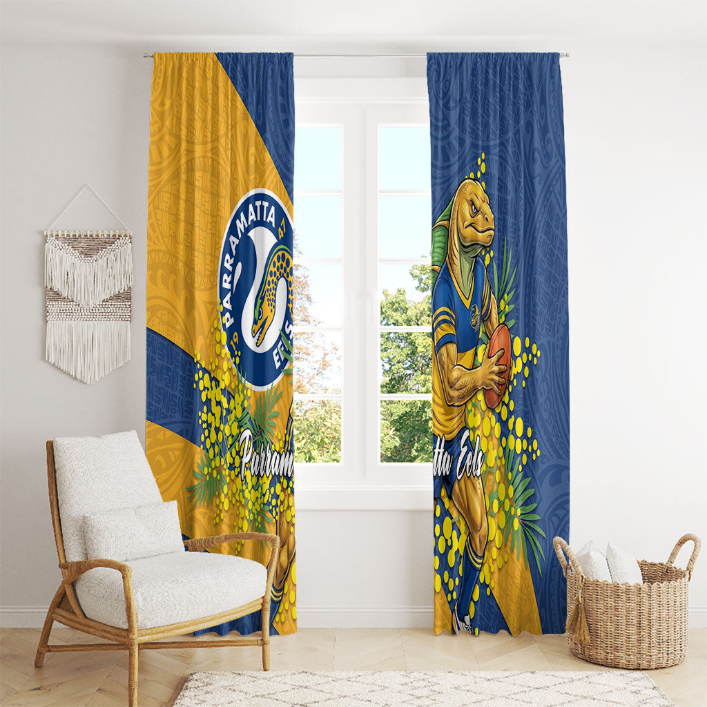 Parramatta Eels Window Curtain Golden Wattle Floral Polynesian - Australian Flower - Rugby Mascot