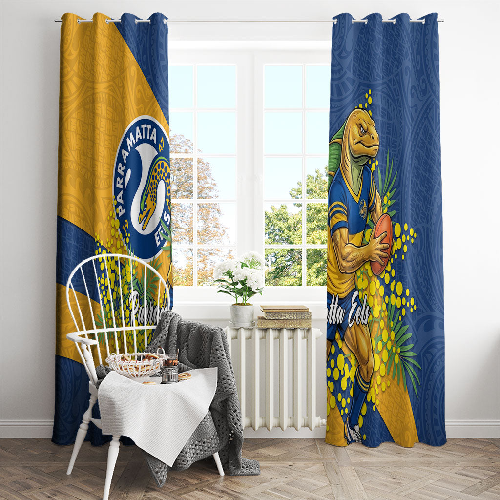 Parramatta Eels Window Curtain Golden Wattle Floral Polynesian - Australian Flower - Rugby Mascot