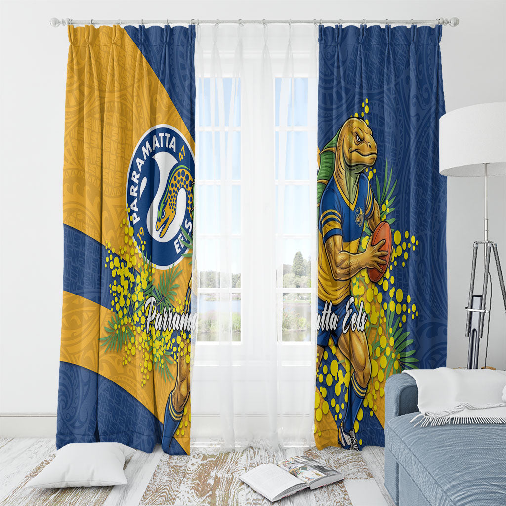 Parramatta Eels Window Curtain Golden Wattle Floral Polynesian - Australian Flower - Rugby Mascot