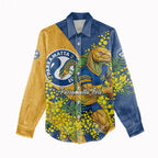Parramatta Eels Women Casual Shirt Golden Wattle Floral Polynesian - Australian Flower - Rugby Mascot