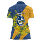 Parramatta Eels Women Polo Shirt Golden Wattle Floral Polynesian - Australian Flower - Rugby Mascot