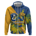 Parramatta Eels Zip Hoodie Golden Wattle Floral Polynesian - Australian Flower - Rugby Mascot