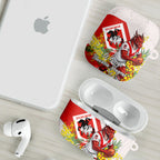St George Illawarra Dragons AirPods Case Golden Wattle Floral Polynesian - Australian Flower - Rugby Mascot
