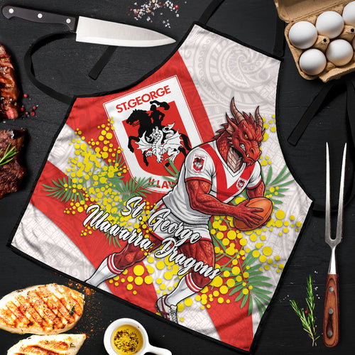 St George Illawarra Dragons Apron Golden Wattle Floral Polynesian - Australian Flower - Rugby Mascot