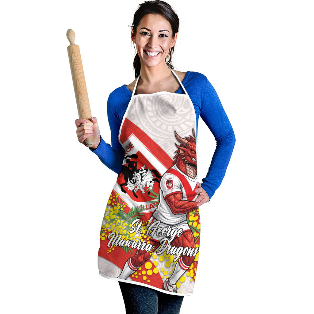 St George Illawarra Dragons Apron Golden Wattle Floral Polynesian - Australian Flower - Rugby Mascot