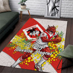 St George Illawarra Dragons Area Rug Golden Wattle Floral Polynesian - Australian Flower - Rugby Mascot