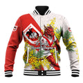 St George Illawarra Dragons Baseball Jacket Golden Wattle Floral Polynesian - Australian Flower - Rugby Mascot