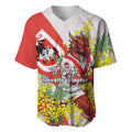 St George Illawarra Dragons Baseball Jersey Golden Wattle Floral Polynesian - Australian Flower - Rugby Mascot