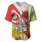 St George Illawarra Dragons Baseball Jersey Golden Wattle Floral Polynesian - Australian Flower - Rugby Mascot