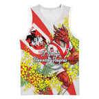 St George Illawarra Dragons Basketball Jersey Golden Wattle Floral Polynesian - Australian Flower - Rugby Mascot