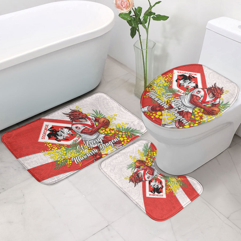 St George Illawarra Dragons Bathroom Set Golden Wattle Floral Polynesian - Australian Flower - Rugby Mascot