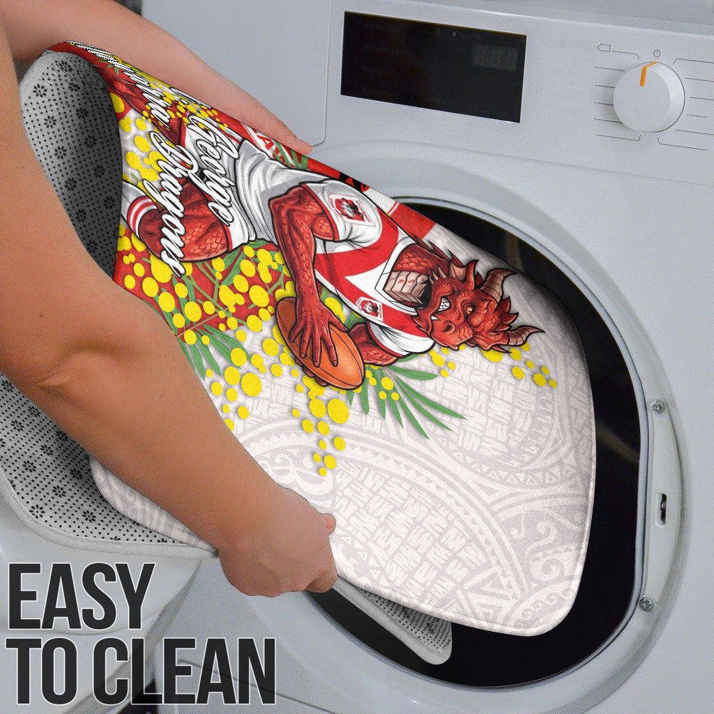St George Illawarra Dragons Bathroom Set Golden Wattle Floral Polynesian - Australian Flower - Rugby Mascot
