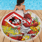 St George Illawarra Dragons Beach Blanket Golden Wattle Floral Polynesian - Australian Flower - Rugby Mascot