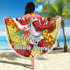 St George Illawarra Dragons Beach Blanket Golden Wattle Floral Polynesian - Australian Flower - Rugby Mascot