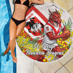 St George Illawarra Dragons Beach Blanket Golden Wattle Floral Polynesian - Australian Flower - Rugby Mascot