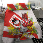St George Illawarra Dragons Bedding Set Golden Wattle Floral Polynesian - Australian Flower - Rugby Mascot