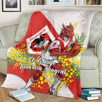 St George Illawarra Dragons Blanket Golden Wattle Floral Polynesian - Australian Flower - Rugby Mascot